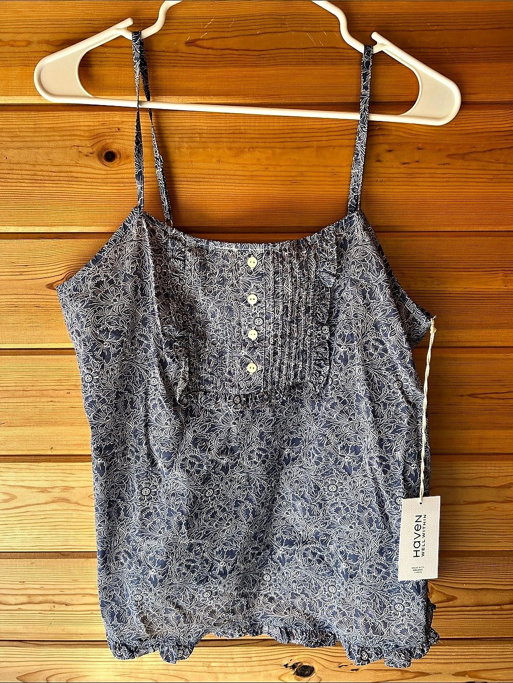 Haven Well Within Organic True Cotton Floral Pintuck Cami Floral Camisole Blue &